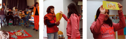 Fotos des interaktiven Hör-Spiels mit Sylvia Schopf.